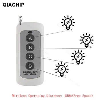QIACHIP 433 МГц 4 Канала Кнопочный Пульт Дистанционного Управления 1527 Код 100-200 м Дистанционный Передатчик Беспроводной Ключ Для Открывания Двери Гаража 