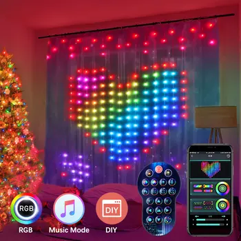 RGB Smart String Light 400 LED Занавес Светодиодный светильник Bluetooth APP Control DIY Программируемая Уличная Сказочная Гирлянда Декор Свадебного зала