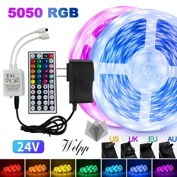 RGB светодиодные ленты 5050 Bluetooth WIFI Тип набора управления для телевизора компьютера спальни праздничной вечеринки Поддержка Alexa Google 1 м-50 м