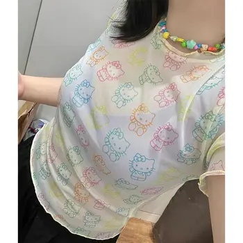 Sanrio, тонкая, слегка прозрачная стрейчевая футболка с принтом 