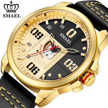 SMAEL/Новые мужские часы, лидирующий бренд, кожаные водонепроницаемые наручные часы, Спортивные кварцевые часы с автоматической датой Для мужчин, Relogio Masculino