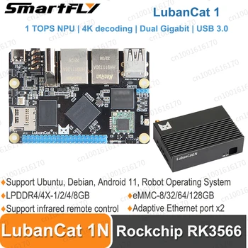 Smartfly LubanCat 1N Плата разработки Rockchip RK3566 SoC Мягкий маршрутизатор 4G с двумя гигабитными портами Ethernet 1TOPS NPU 4K декодирование