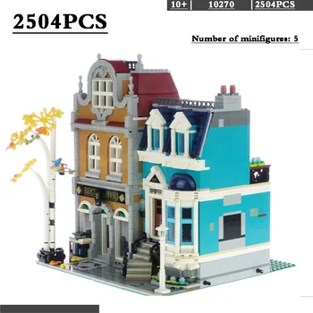 Street View 10270 Модульное здание, модель книжного магазина, Городской дом в европейском стиле, образовательный блок, детские рождественские игрушки, подарки