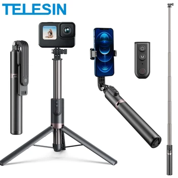 TELESIN 1.3M Видеоблог Селфи-Палка Беспроводной Bluetooth Пульт Дистанционного Управления Штативом для GoPro Hero 11 12 Insta360 DJI Action 4 Камеры iPhone 14 13