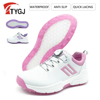 TTYGJ, Женская противоскользящая спортивная обувь, Водонепроницаемая дышащая обувь для гольфа, Женские кроссовки для гольфа с вращающейся пряжкой, Кожа из микрофибры
