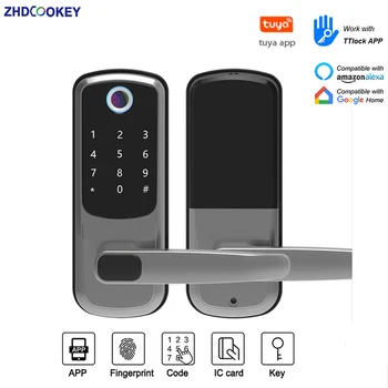Tuya WIFI Биометрический Отпечаток пальца ПРИЛОЖЕНИЕ TTlock Bluetooth Пароль IC Карта Кодовый ключ Защитный Замок на Засов Электронные Умные Дверные Замки