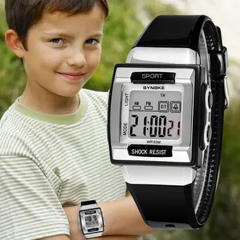 UTHAI CE26, Детские часы, Детские часы, спортивные электронные цифровые наручные часы для девочки и мальчика, 50 м, водонепроницаемый светильник