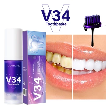 V34 Корректор цвета, Сыворотка, Зубная паста, Отбеливание зубов, Свежая чистка эмали, Профессиональное отбеливание зубов, Гигиена