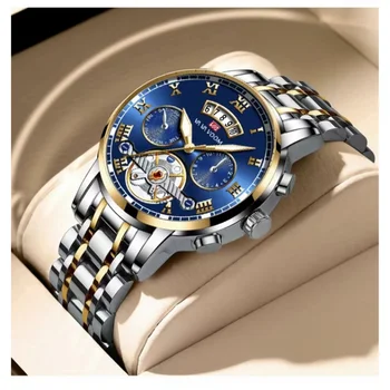 VA VOOM 100% Оригинальные модные роскошные водонепроницаемые часы с турбийоном и автоматическим кварцевым светящимся календарем из нержавеющей стали для мужчин