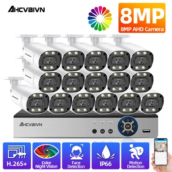 XMEYE DVR Система Видеонаблюдения 16-канальный Комплект 4K CCTV AHD DVR Полноцветная Камера Ночного Видения Комплект Системы Видеонаблюдения 16CH