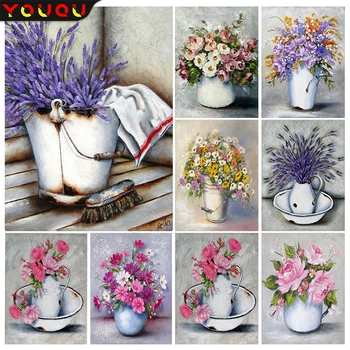 YOUQU Flower Series Алмазная вышивка “Орхидея” 5d Алмазная живопись СДЕЛАЙ САМ, Мозаичная картина в стиле ретро, Украшение для дома, подарок