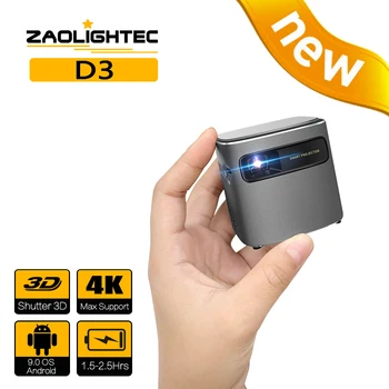 ZAOLIGHTEC D3 3D 4K Кинотеатр Домашний кинотеатр 1080P Smart Android WIFI Видео на открытом воздухе DLP Мини Портативный карманный проектор с батареей