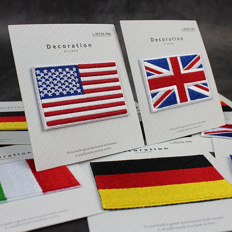 1 шт. Соединенные Штаты Великобритания Италия Франция Германия наклейки с флагом небольшого размера, значки с вышивкой, железная нашивка для одежды DIY