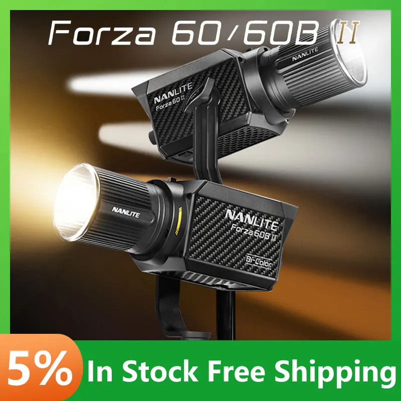 Nanlite Forza 60 60B II Светодиодный светильник для фотосъемки 60 Вт 2700 К-6200 К Наружный Монолайт COB Освещение Вспышка Стробоскоп Двухцветный