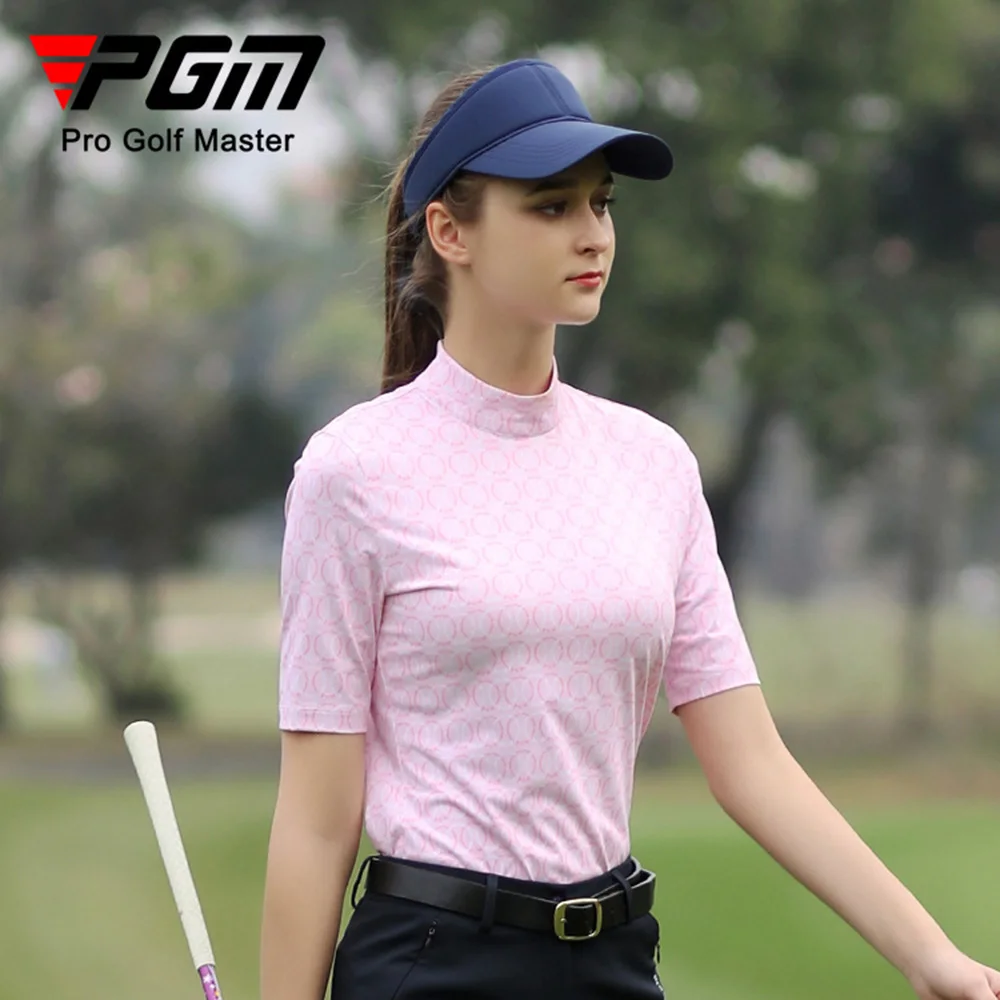 Женская летняя футболка для гольфа PGM с коротким рукавом, эластичные дышащие быстросохнущие женские рубашки Поло, спортивная одежда, одежда для тенниса YF467