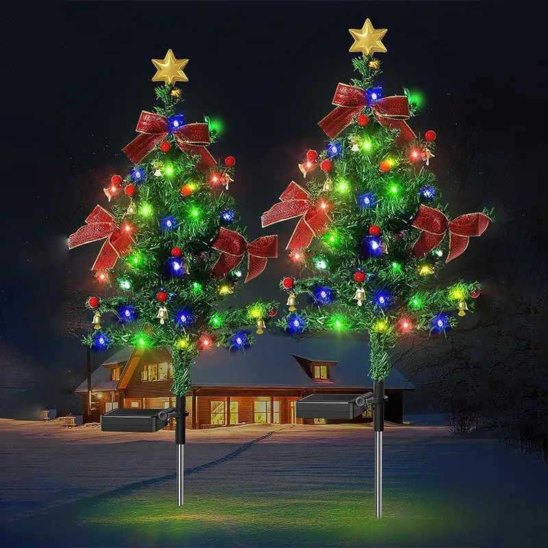 Солнечные фонари Наружное водонепроницаемое светодиодное украшение на Рождественскую елку на солнечных батареях, водонепроницаемая ландшафтная лампа для украшения сада