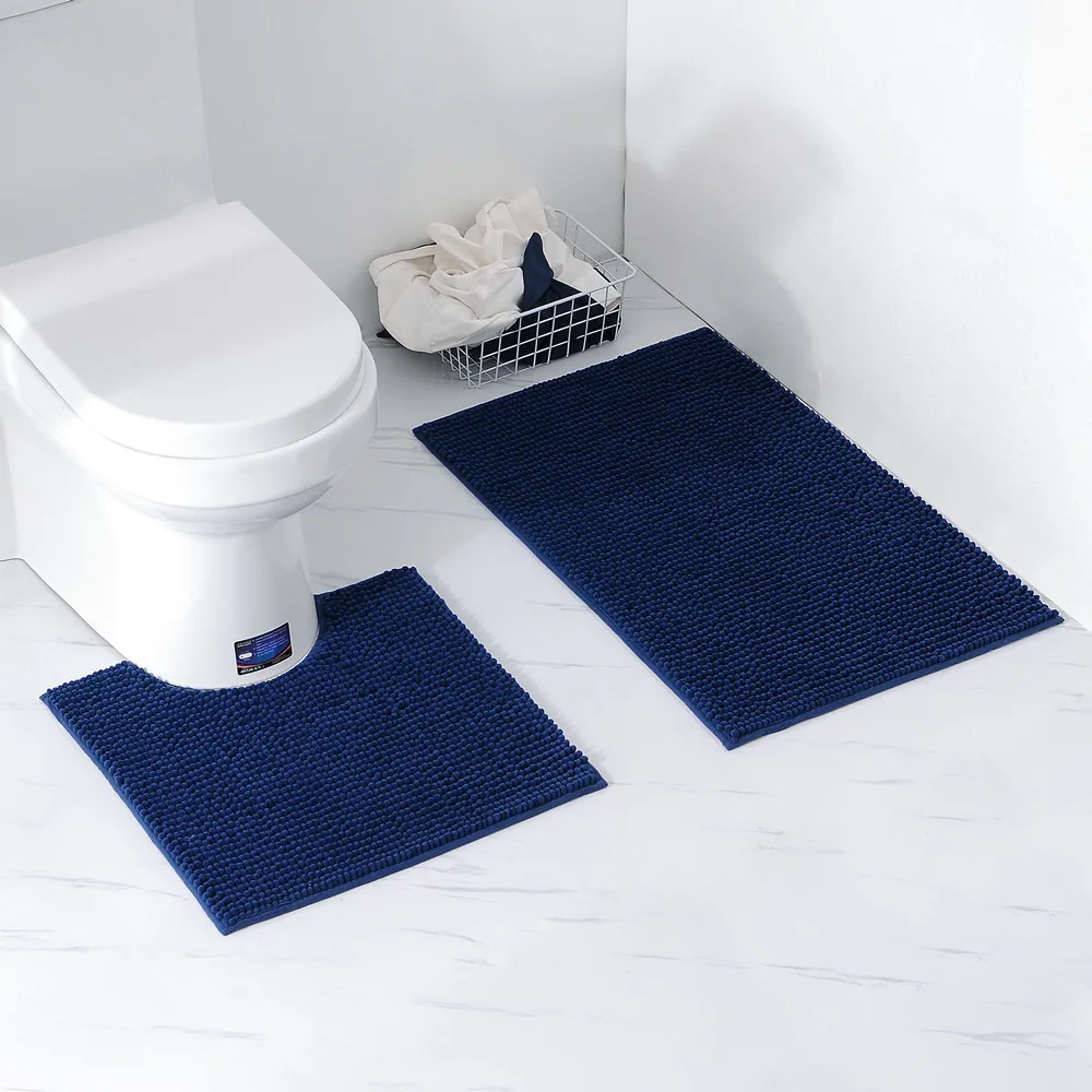 Комплект ковриков для ванной комнаты из 2 предметов, противоскользящий коврик для домашнего декора, набор ковриков для туалета, впитывающий коврик для ванной комнаты, мягкая мохнатая накладка на дверь