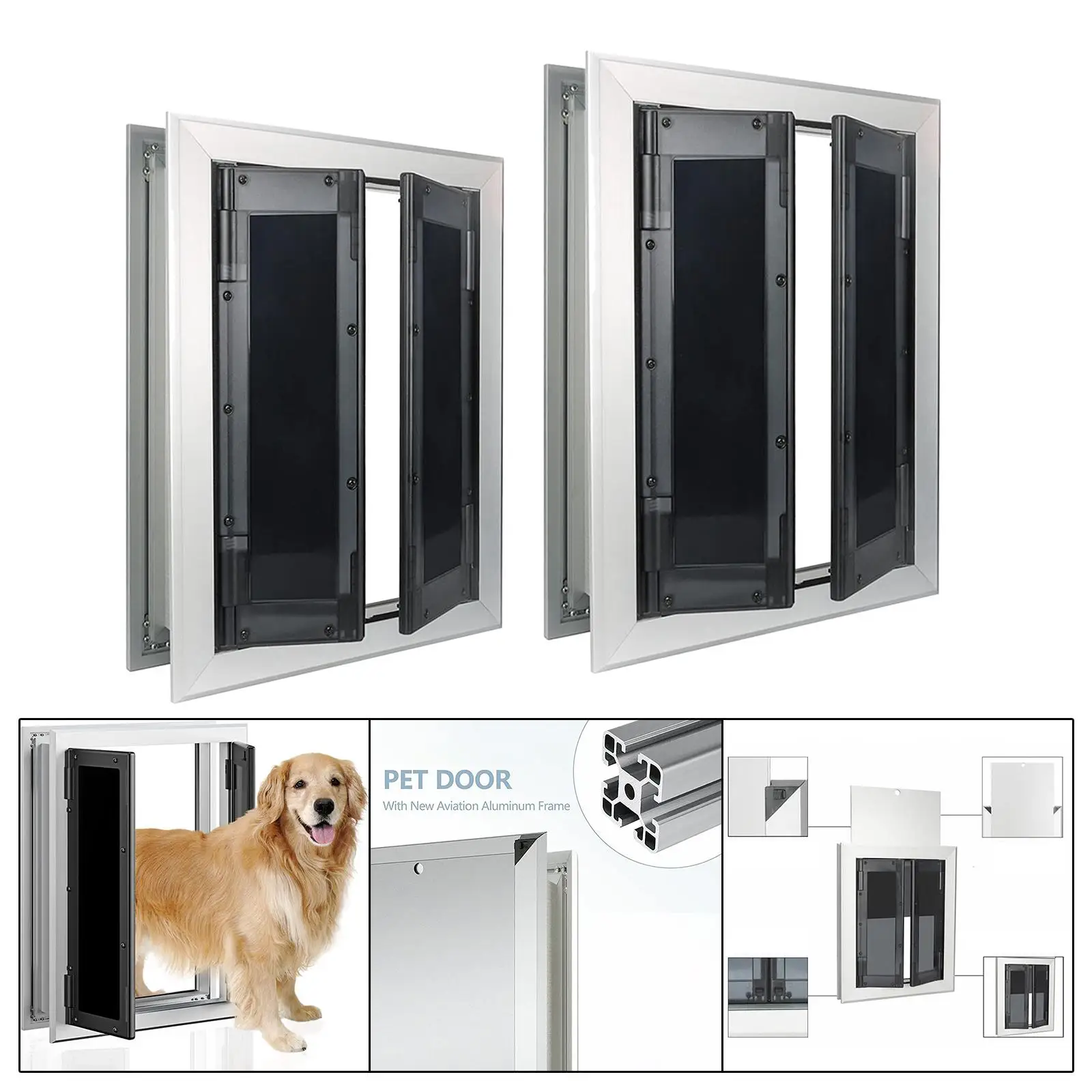Алюминиевая дверца для собак, внутренняя рама для домашних животных, прочная для наружного экрана