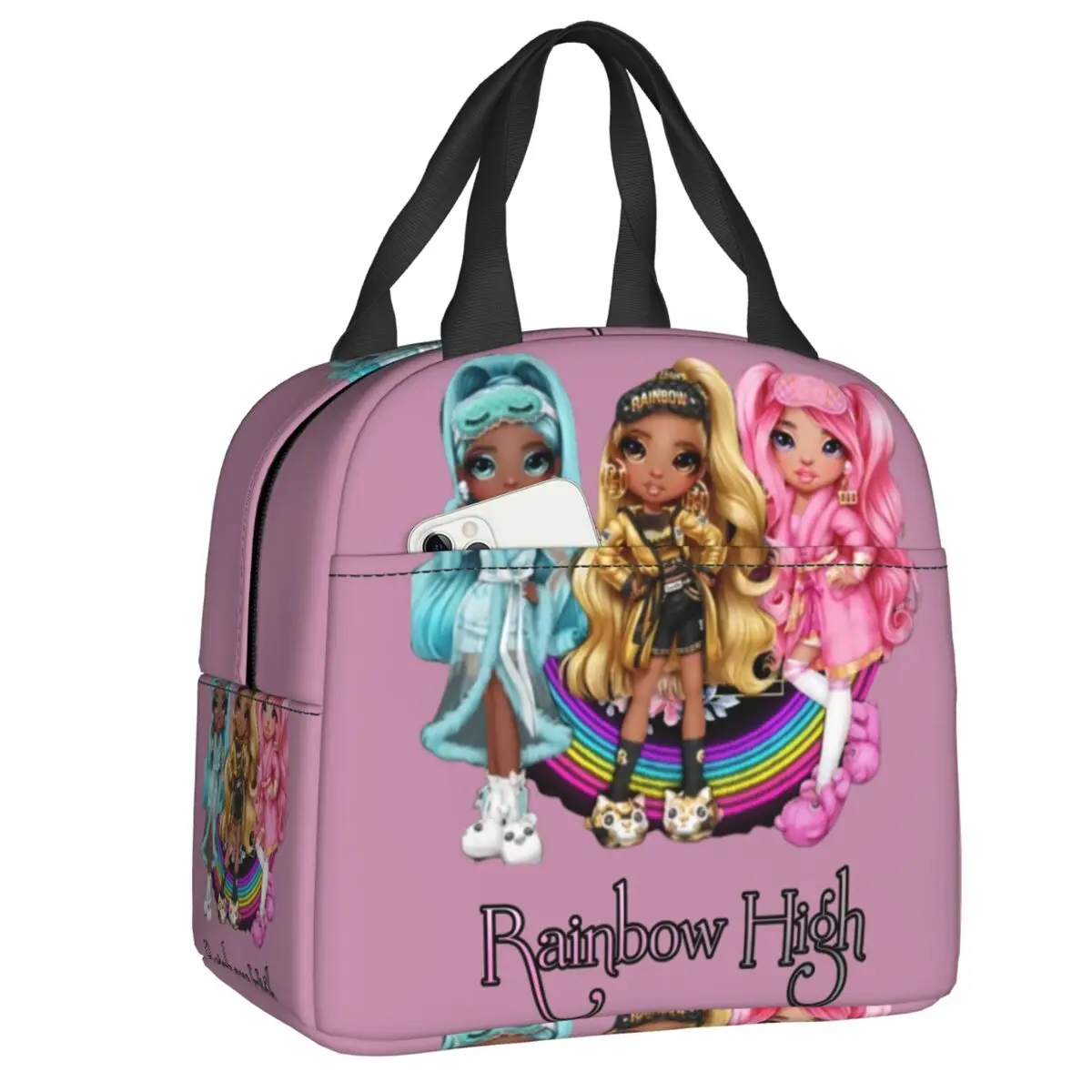 Изготовленная на заказ сумка для ланча Rainbow High Dolls, женская сумка-холодильник, Термоизолированные коробки для ланча для детей, школьная сумка для ланча