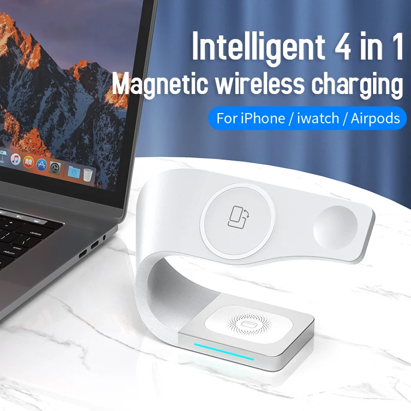 Беспроводная Зарядная Подставка Qi Мощностью 15 Вт Для iPhone 12 Pro XS XR 8, док-станция для быстрой зарядки Apple Watch 2, 3, 4, 5, 6 SE, AirPods Pro