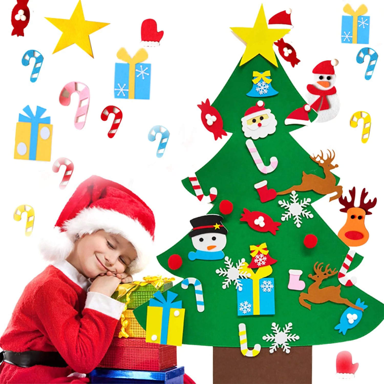 2023 Новогоднее Рождественское Дверное Настенное Подвесное Украшение Для Детей, Сделай Сам, Войлочное Рождественское Елочное Украшение для Детской Новогодней Вечеринки