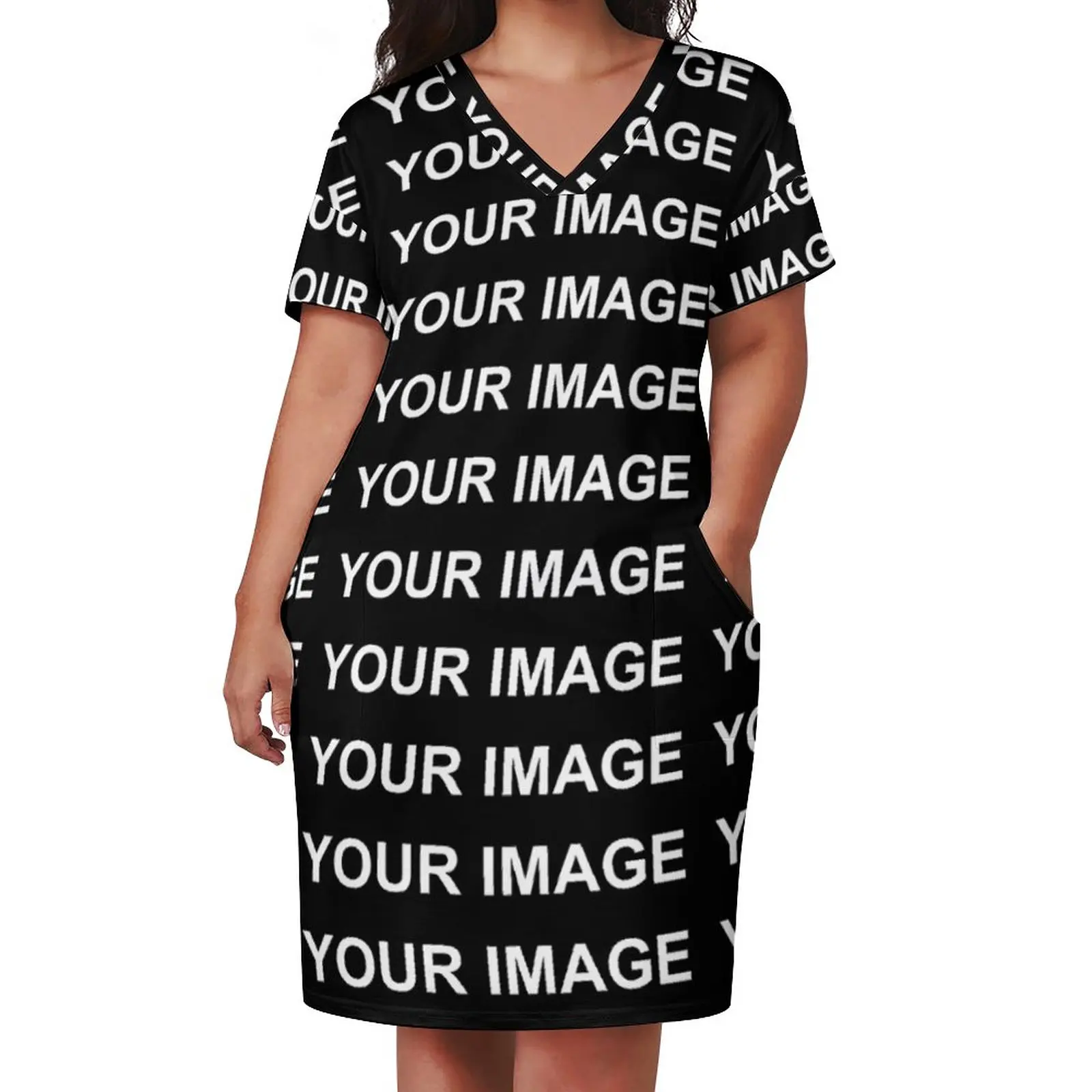 Индивидуальное повседневное платье с вашим изображением, Летние дизайнерские платья Kawaii на заказ, Женское платье в уличном стиле с V-образным вырезом и принтом, большие размеры 5XL