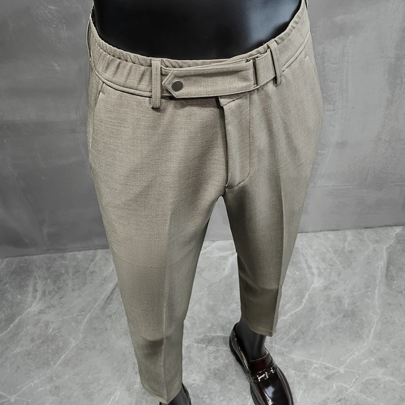Мужская одежда, Модельные брюки, Весенне-летние модные повседневные брюки в корейском стиле, легко сочетающиеся с тонкими брюками для костюма, Трендовые тонкие Леггинсы