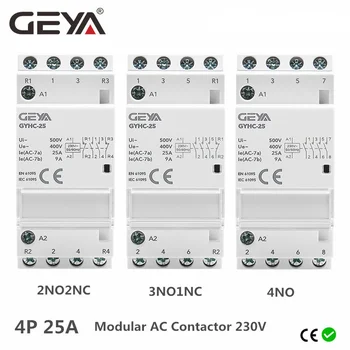 Автоматический модульный бытовой контактор GEYA на din-рейке AC230V 4P 25A 4NO 2NO2NC 3NO1NC 50/60 Гц