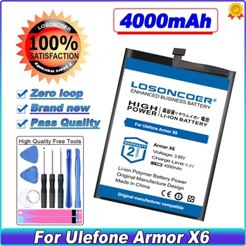 Аккумулятор LOSONCOER Armor X6 4000 мАч для Ulefone 3085 Armor X6 для мобильного телефона