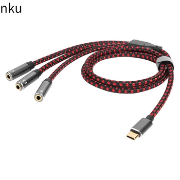 Аудиокабель Nku USB3.1 Type-C с разъемом USB C до 3,5 мм Aux Адаптер для наушников, Разветвитель Микрофона для наушников, Аудиокабель для телефона USBC