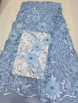 Африканская Кружевная Ткань US Royal Blue Африканская Вуаль Французская Кружевная Ткань со Стразами 5 Ярдов В Партии Свадебное Платье Кружевное ALC-CD1822
