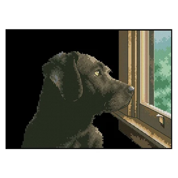 Бесплатная доставка От Amishop Популярный набор для вышивания крестиком наивысшего качества, щенок Собаки, посмотри в окно