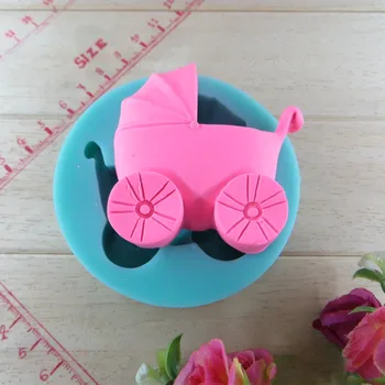 Бесплатная доставка, силиконовая форма для лепки детского автомобиля, силиконовая форма для украшения шоколадного торта, коляска, силиконовая форма, силиконовая форма