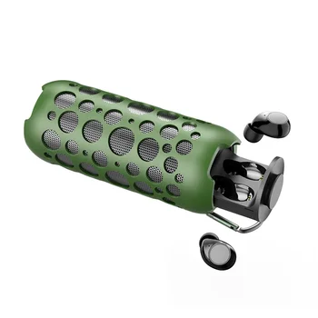 Беспроводные наушники 2в1, Bluetooth-динамик, сенсорные спортивные наушники, басовая звуковая коробка, портативные колонки, наушники-вкладыши (зеленый)