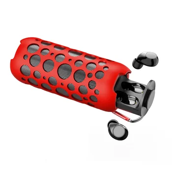 Беспроводные наушники 2в1, Bluetooth-динамик, Сенсорные спортивные наушники, Басовая звуковая коробка, Портативные колонки, наушники-вкладыши (красные)