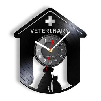 Ветеринарный уход, собака, Кошка, Классические виниловые настенные часы, Современный дизайн, Уход за животными, Медицинские услуги, Настенное искусство, декоративные бесшумные часы