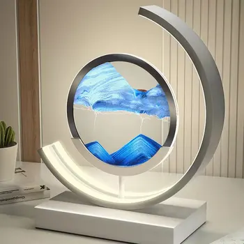 Движущаяся картина из песка со светодиодной 3D круглой лампой для рисования песком, 3 цвета, художественная лампа с подставкой, Расслабляющий Настольный домашний декор и офис