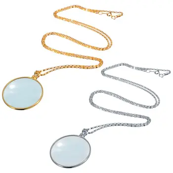 Декоративное ожерелье-монокль с 5-кратной лупой, подвеска с увеличительным стеклом, позолоченное ожерелье-цепочка для женщин, ювелирные изделия