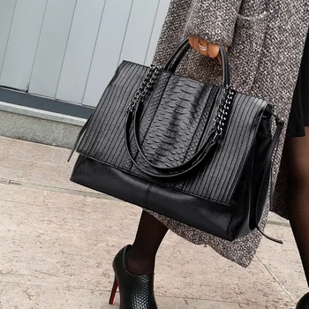 Дизайнерская женская сумка, роскошная сумочка с крокодиловым узором, женская сумка на цепочке, Черная деловая сумка-тоут