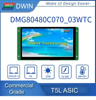 Дисплей Dwin 7,0 дюйма, разрешение 800* 480 пикселей, 16,7 Млн цветов, TN-TFT-LCD, RS232, TTL Smart Touch DMG80480C070_03W
