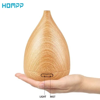 диффузор эфирного масла 200 мл, ультразвуковой Увлажнитель в форме деревянной вазы, Регулируемый Увлажнитель воздуха для дома Aroma Spa