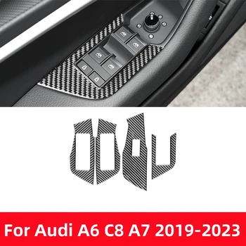 Для Audi A6L A6 C8 A7 2019-2023 Автомобильные Аксессуары Автоматическое Управление Окнами Подъемная панель Крышка Отделка Наклейками из Углеродного волокна Украшение