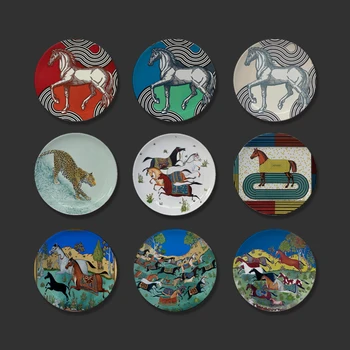 Европейская Керамическая Обеденная Тарелка для Украшения, Серия Лошадей из Экваториальных Джунглей, Модельная Витрина для комнаты