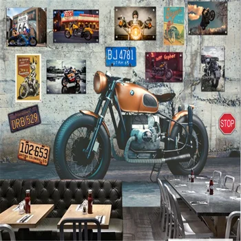 Европейская ретро ностальгическая фреска Обои для бара мотоцикла Промышленное оформление Фон ktv Обои papel de parede