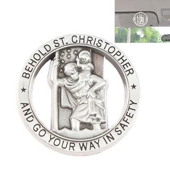 Зажим для автомобильного козырька с медалью Святого Кристофера благословит вас и вашего любимого за безопасное вождение
