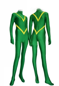 Зеленое и желтое боди из спандекса, Бесплатная доставка, косплей костюм на Хэллоуин