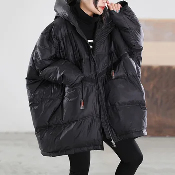 Зима тяжелая 2023, новая женская куртка с капюшоном на шнурке, большой карман, рукав 