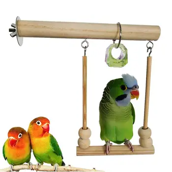 Игрушка для птиц, деревянная Подставка для клетки с окунем, игрушка для Попугая, Качели для птиц, Подставка для Попугая, Принадлежности для Белок, Аксессуары для птичьей клетки
