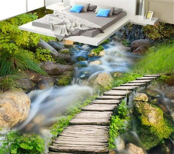 Изготовленная на заказ 3D фреска Beibehang водопад деревянный мост рок 3D ванная комната 3d полы papel de parede 3d papier peint 3d полы