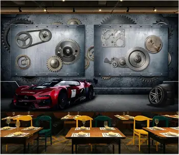 изготовленная на заказ фреска 3d фотообои Металлические механические в промышленном стиле красный спортивный автомобиль обои для домашнего декора для стен 3d гостиной